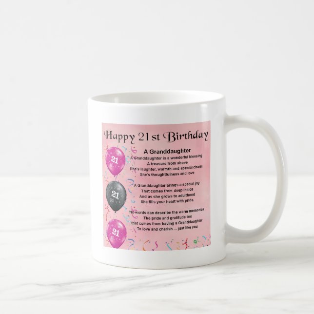 Mug Poème de petite-fille - 21ème anniversaire (Droite)
