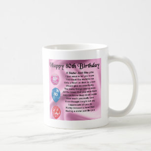 Mug Poème de soeur - quatre-vingtième anniversaire