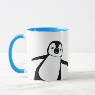 Mug Poignée personnalisée Nom Cute Peeking Penguin