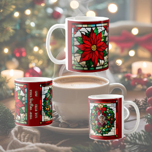 Mug Poinsettias Uniques Faux Verre Trait