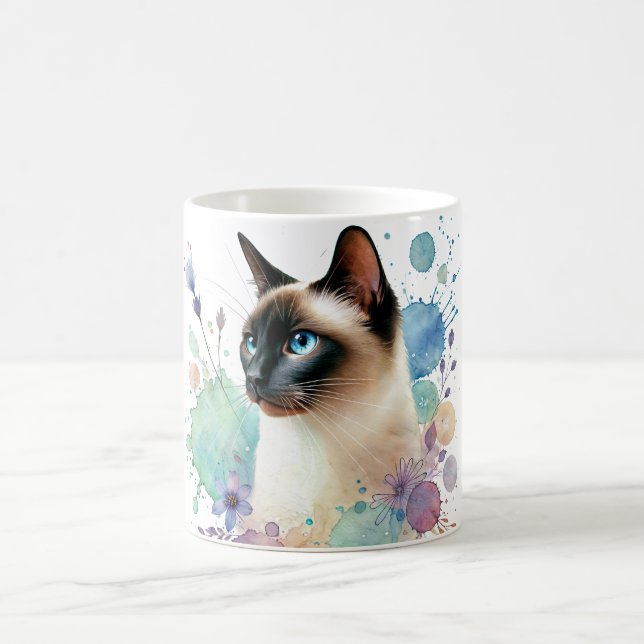 Mug Point Chocolat Chat Siamese Aquarelle (Centre)