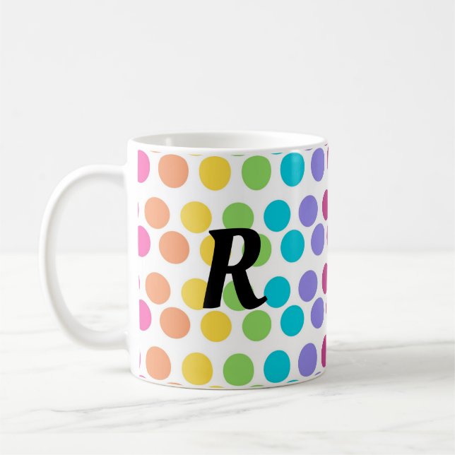 Mug Point Polka arc-en-ciel personnalisé (Gauche)