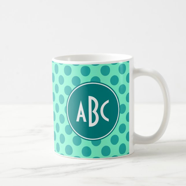Mug Point vert Monogramme turquoise (Droite)