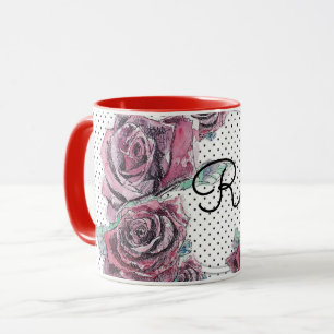 Mug Pointe d'aquarelle rose rouge pour femmes Musique 