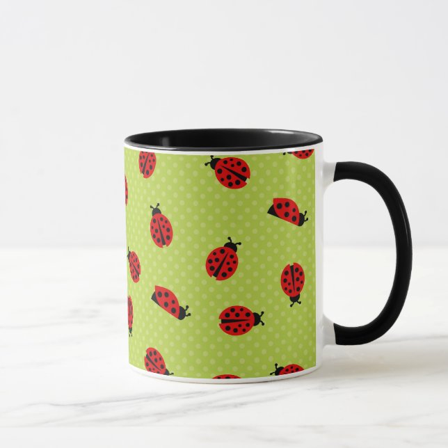 Mug Pointe de la polka verte Ladybug (Droite)