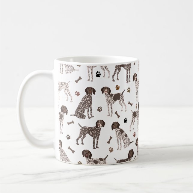 Mug Pointeur à cheveux court allemand os de chien et E (Gauche)