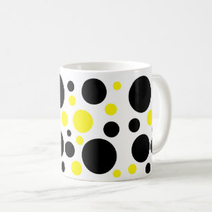 Mug Points Abstraits Jaune Noir