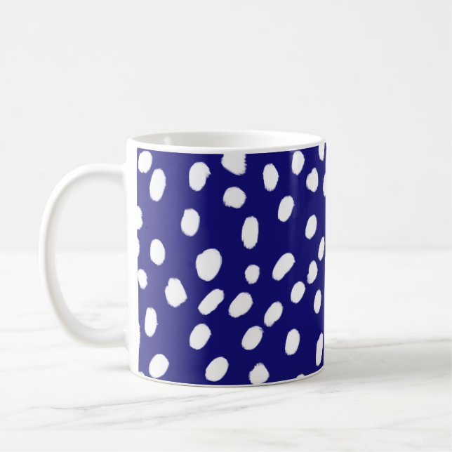 Mug Points Blancs Bleu Foncé (Gauche)