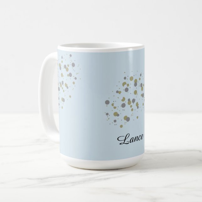 Mug Points Confetti Bleus Avec Nom (Devant gauche)