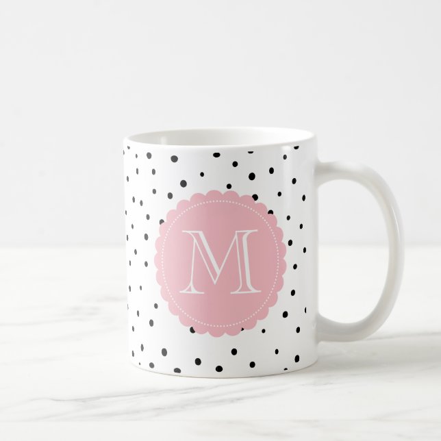 Mug Points Confetti Noir & Blanc Vider Monogramme Pers (Droite)