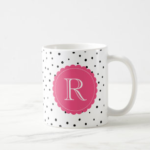 Mug Points Confetti noirs et blancs Motif Monogramme M