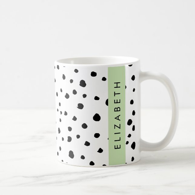 Mug Points dalmatiens, Spots, Noir et Blanc, Votre nom (Droite)