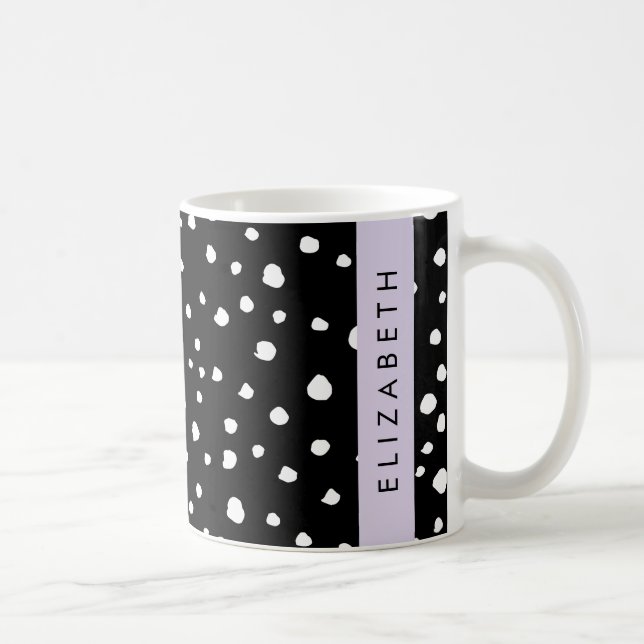 Mug Points dalmatiens, Spots, Noir et Blanc, Votre nom (Droite)