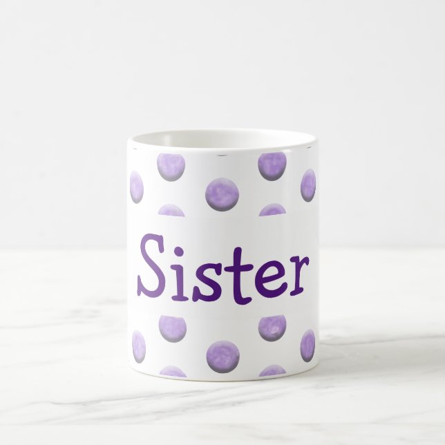 Mug Points d'aquarelle pourpre soeur avec texte (Centre)