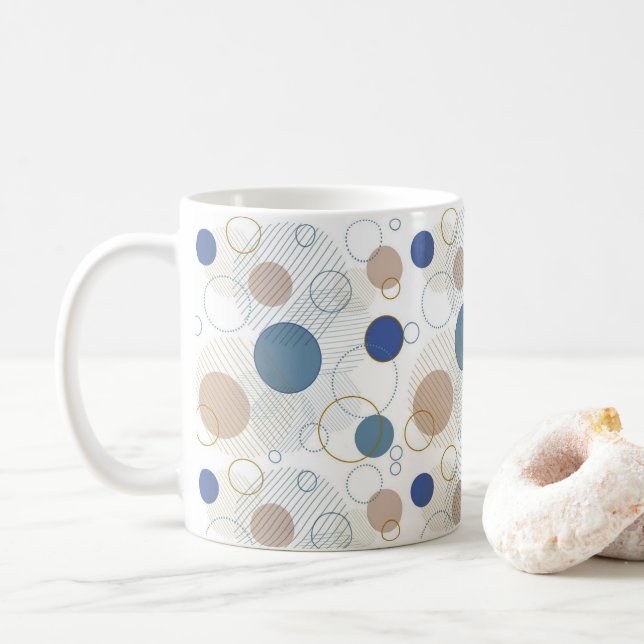 Mug Points de couleur sable et bleu de plage (Avec donut)