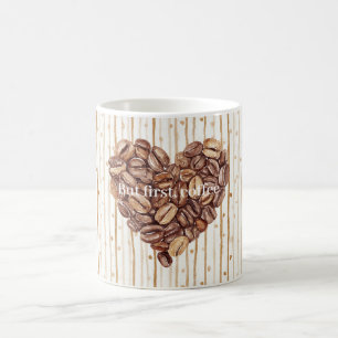 Mug Points de crème rayures premier café grains de cœu