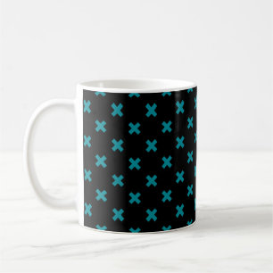 Mug points de croix turquoises sur noir
