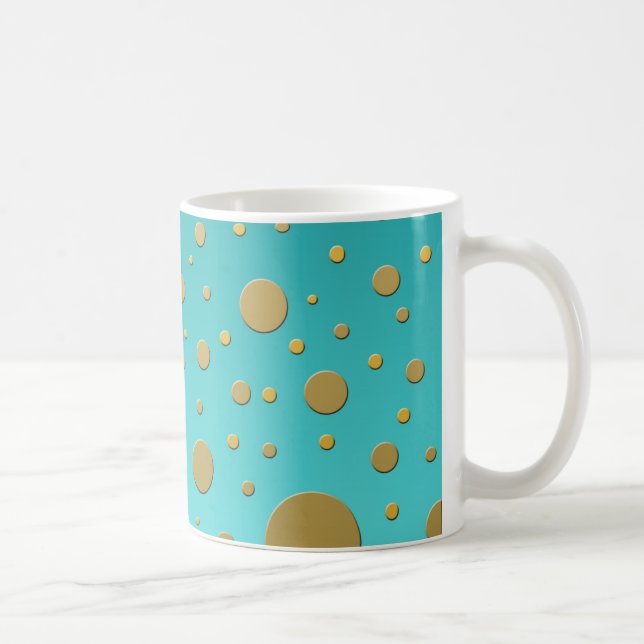 Mug Points dorés modernes sur motif turquoise (Droite)