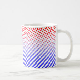 Mug Points et bandes rouges et bleus