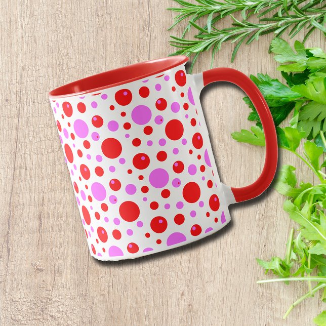 Mug Points Rouges et Roses Rétro (Créateur téléchargé)