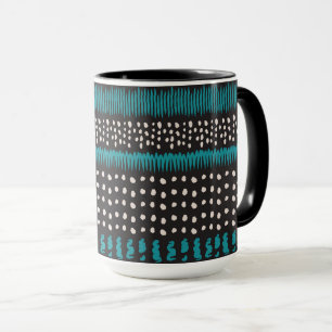 Mug Points Turquoises noirs Zigzags Motif