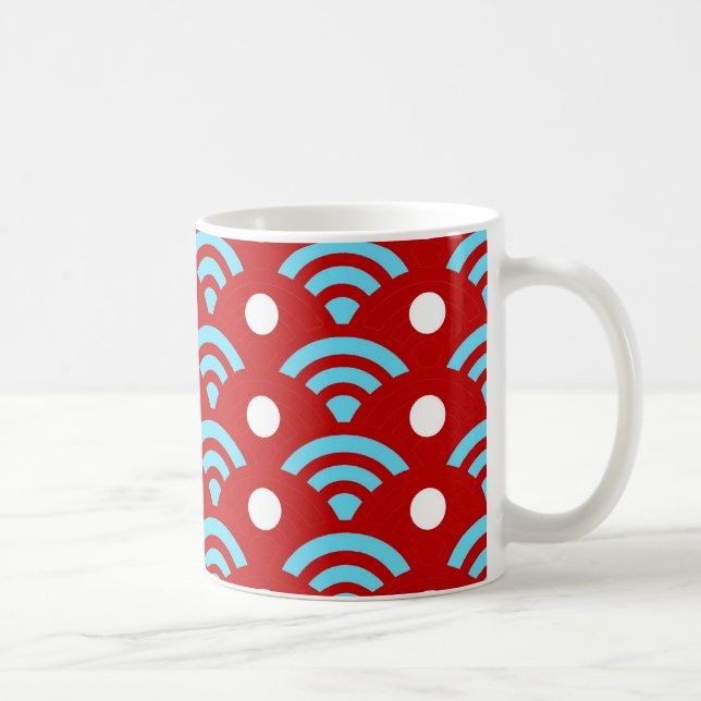 Mug Points turquoises rouges colorés de voûtes (Droite)