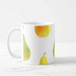 Mug Poires dessinées à la main, aquarelle image alimen