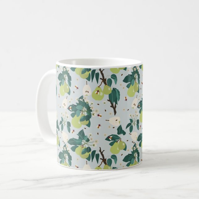 Mug Poires et abeilles dans un jardin botanique fleuri (Devant gauche)