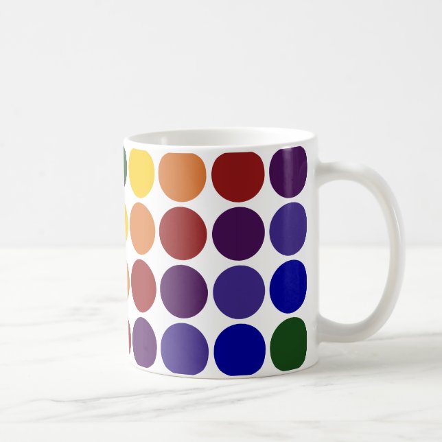 Mug Pois arc-en-ciel en blanc (Droite)