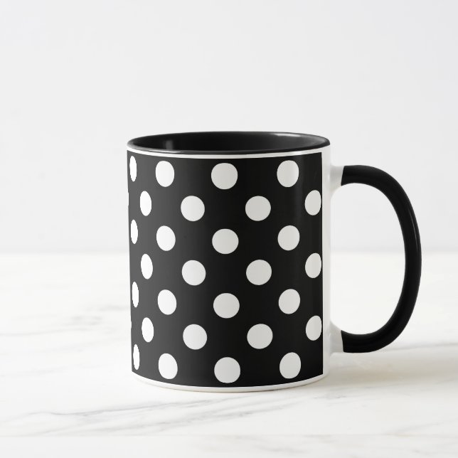 Mug Pois blancs sur Arrière - plan noir (Droite)