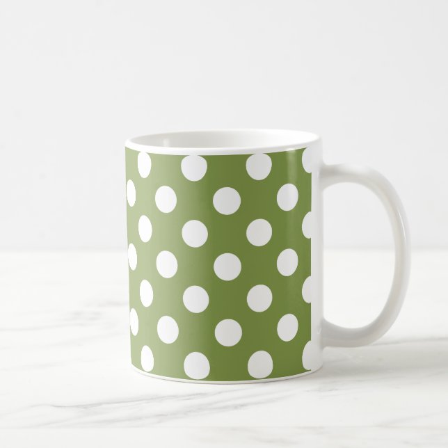 Mug Pois blancs sur vert olive (Droite)