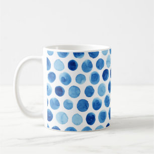 Mug Pois bleus, motif aquarelle sans couture.