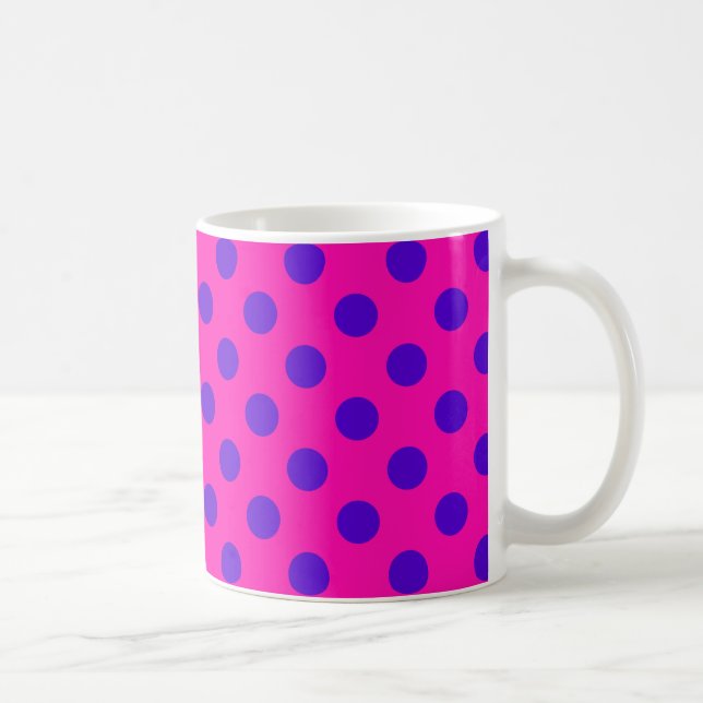 Mug Pois bleus sur fuchsia (Droite)