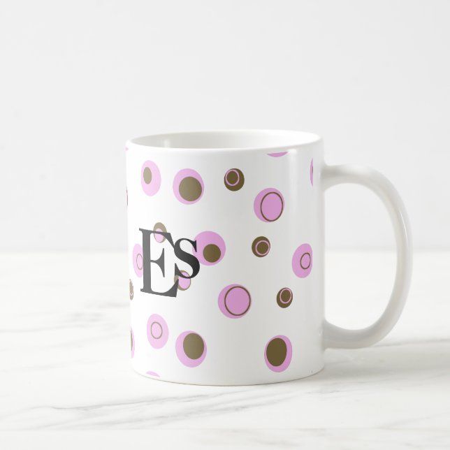 Mug Pois Brown roses Monogrammes (Droite)