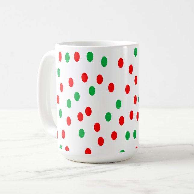 Mug Pois de Noël vert et rouge (Devant gauche)