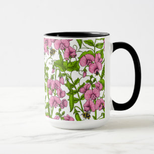 Mug Pois doux et bourdons, rose, vert et blanc