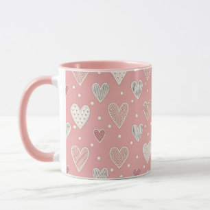 Mug Pois et Coeurs Valentines roses Motif de la journé