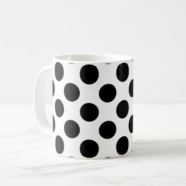Mug Pois, Motif Polka Dot, noir et blanc (Devant gauche)