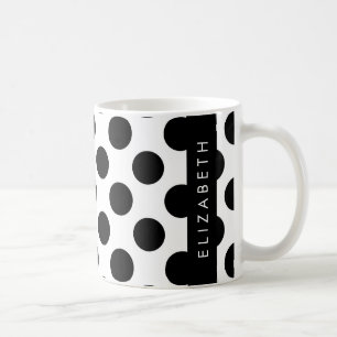 Mug Pois noirs et blancs, pointillés, Votre nom
