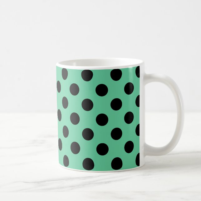 Mug Pois noirs sur vert menthe (Droite)