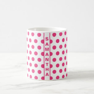 Mug Pois rose blanc Nom Vintage Elégant tendance