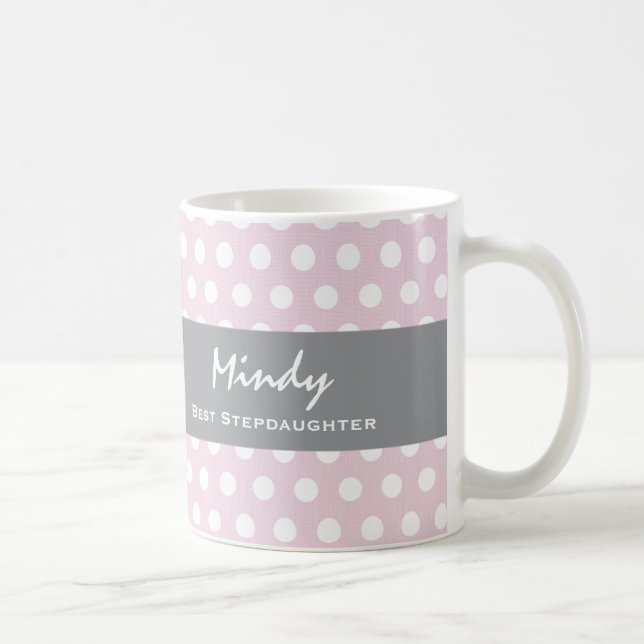 Mug Pois rose et blanc V07 de la meilleure belle-fille (Droite)