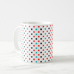 Mug Pois Rouge Bleu Noir Pois Motif