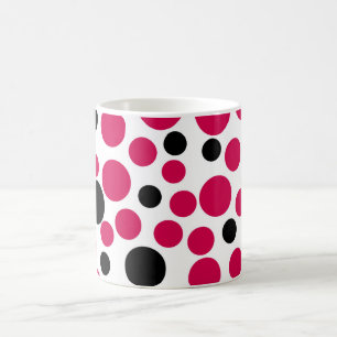 Mug pois rouges noirs rétro sur fond blanc