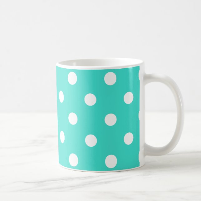 Mug pois s'enfonce dans un turquoise et un blanc éclat (Droite)