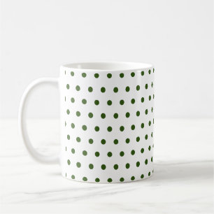 Mug Pois verts de la forêt foncée classique en blanc