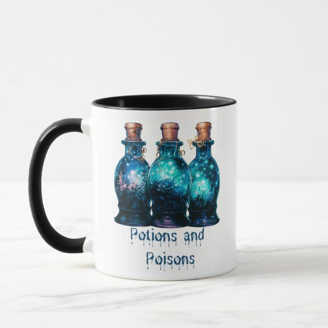 Mug Poisons et poisons Moderne Bleu & Blanc Halloween (Gauche)