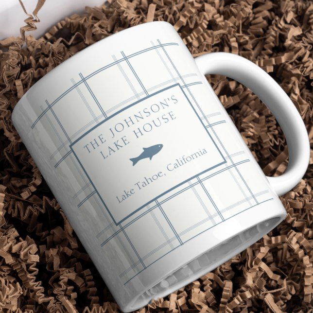 Mug Poisson Bleu de la Maison de Lac Plaid Classable (Créateur téléchargé)