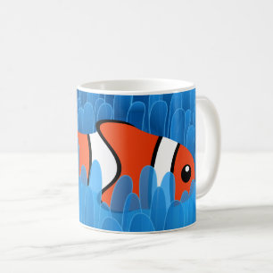 Mug Poisson clown mignon et belle anémone bleu vert