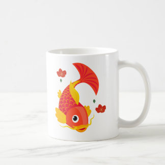 Mug Poisson d'or aux nageoires fluides et fleurs rouge